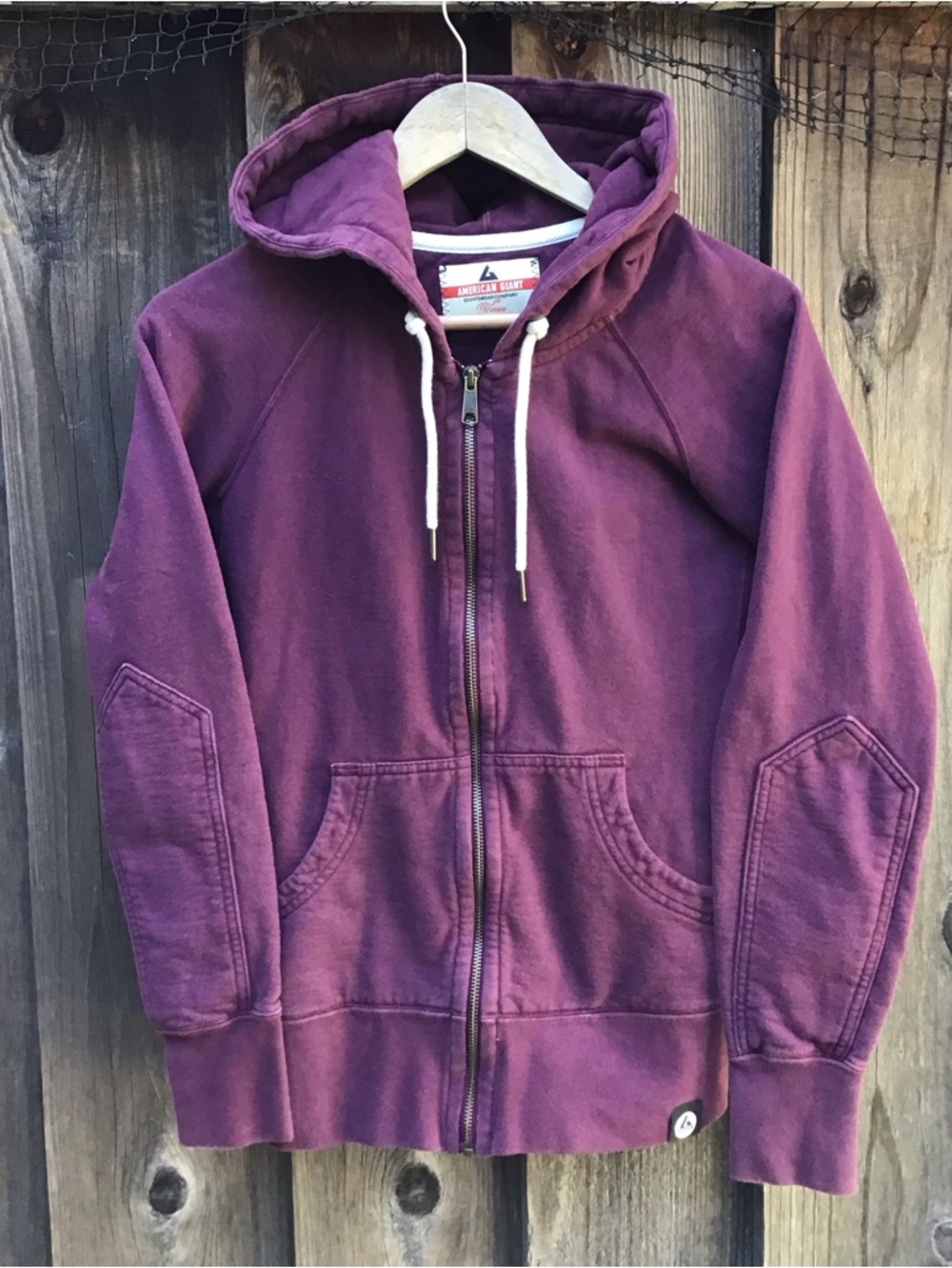 American Giant Moto Full Zip Hoodie Purple Womens Medium Made In USA